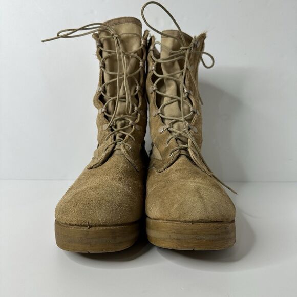 Military Lace Up Combat Boots Mens Sz 9.5 Hot Weather Desert Tan Suede Tactical - Picture 2 of 16